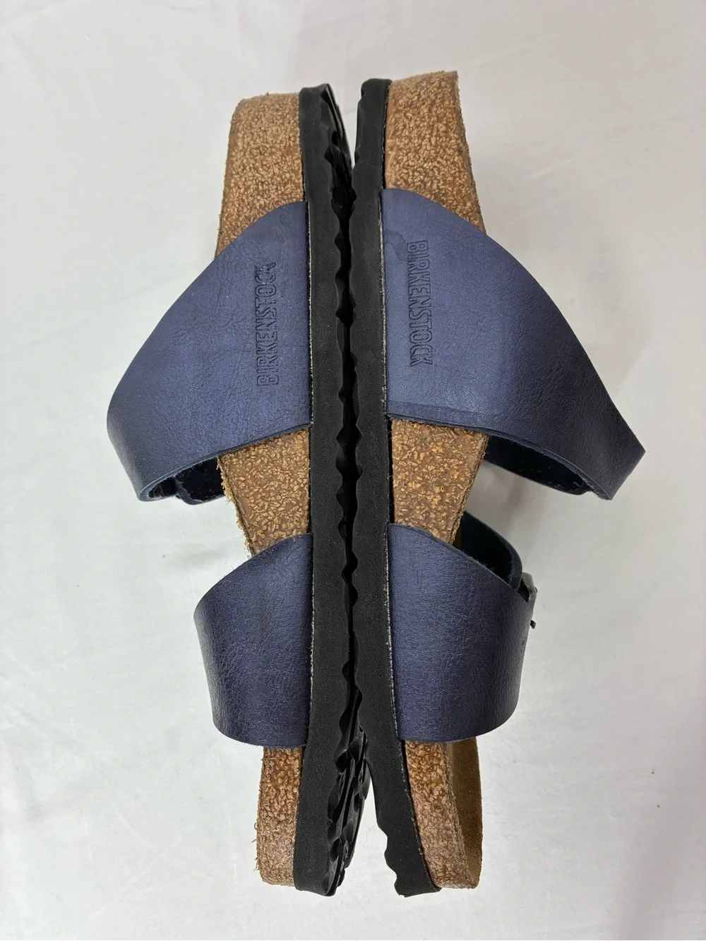 Birkenstock metallic Blue Leather Sandals EU 39 US 8 Narrow Double Strap - Picture 4 of 8